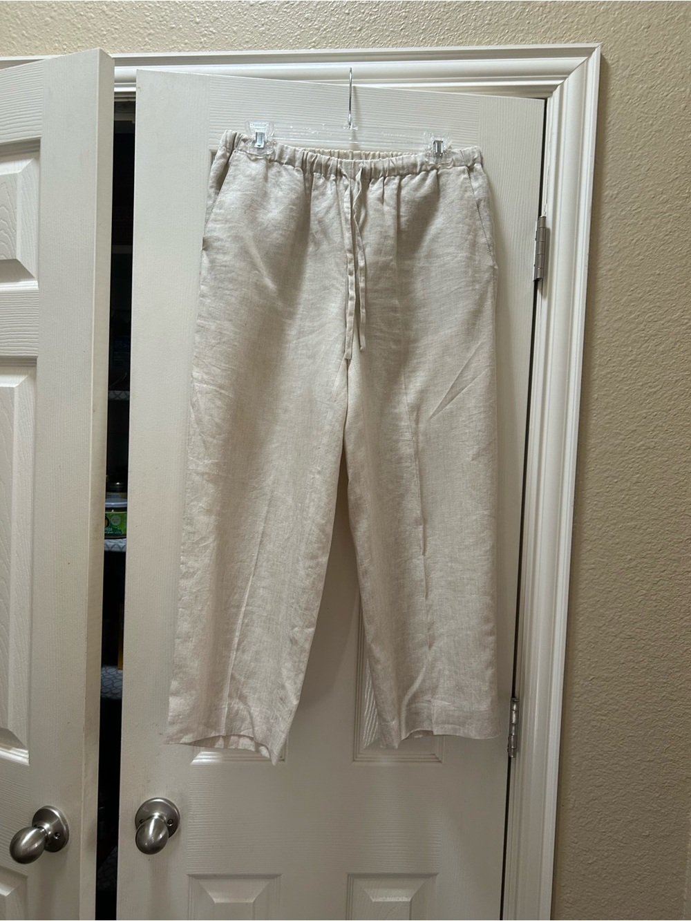 Kate Hill 100% linen Drawstring Pants - Cream